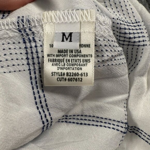 Bella Dahl High Low Button Down Blouse Top White Blue Plaid Womens M - Picture 9 of 10